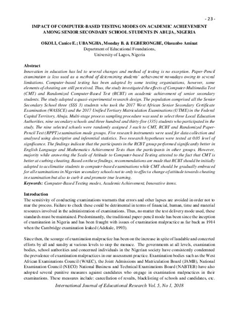 the impact of computer-based test on senior secondary school students|Rebooting assessment. Exploring the challenges and benefits of .